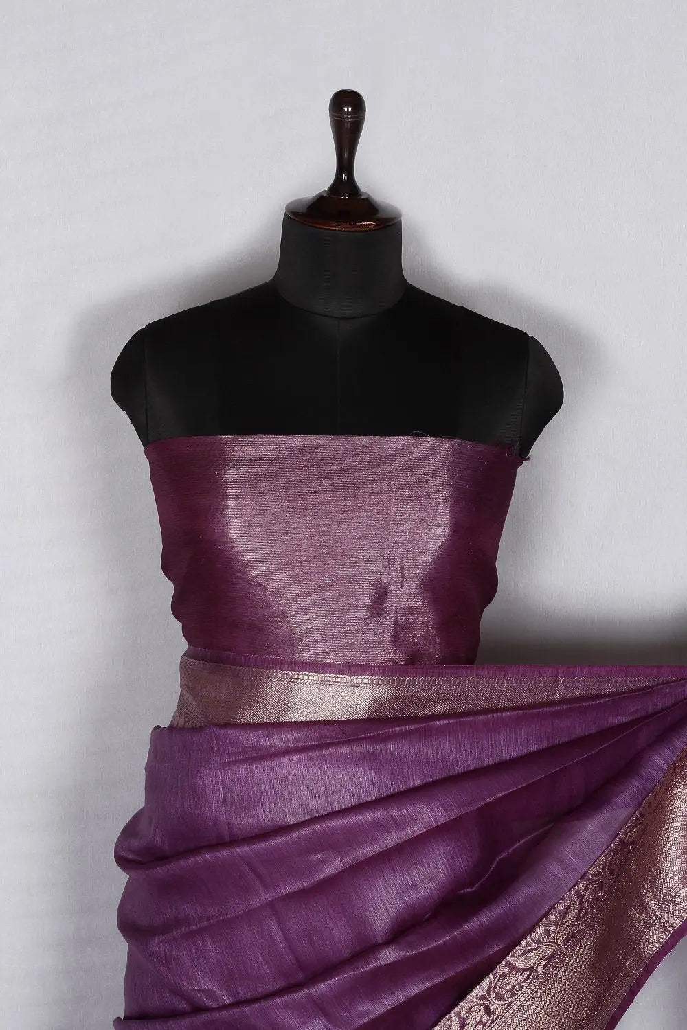 Banarasi Silk Linen Saree | Gold Zari Border | KIHUMS Saree kihums clothing