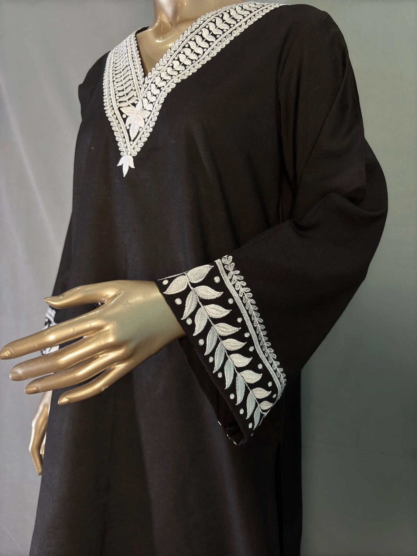Black with White Thread Embroidered Pakistani Style Oversized Co-ord set kihums clothing