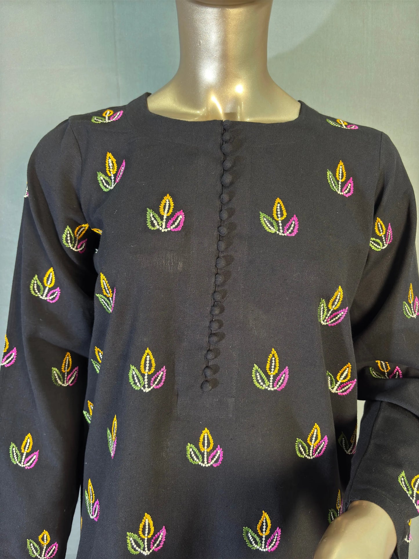 Farsi Style Pakistani Kurta Set- Black with Embroidery work kihums clothing
