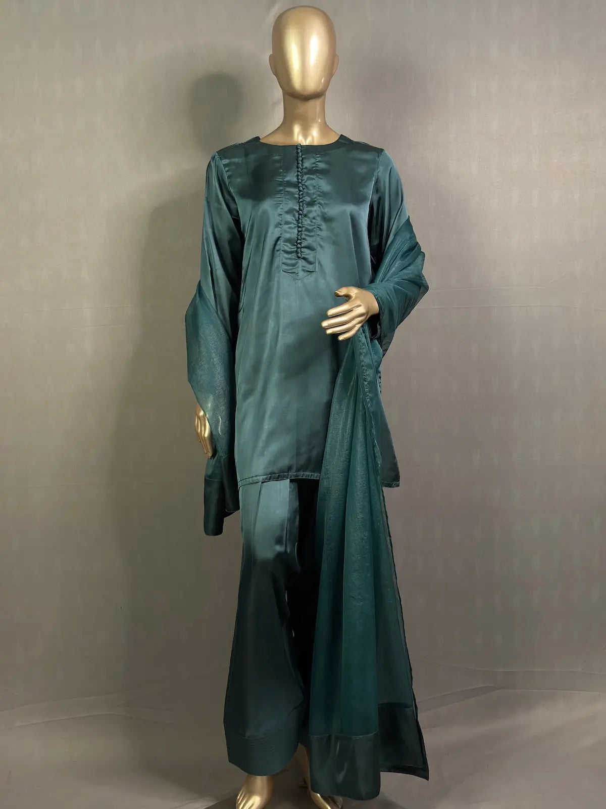 MEHRU Pine Green Farshi Shalwar Pakistani Kurta Set | Best Pakistani Kurta Sets for women kihums clothing