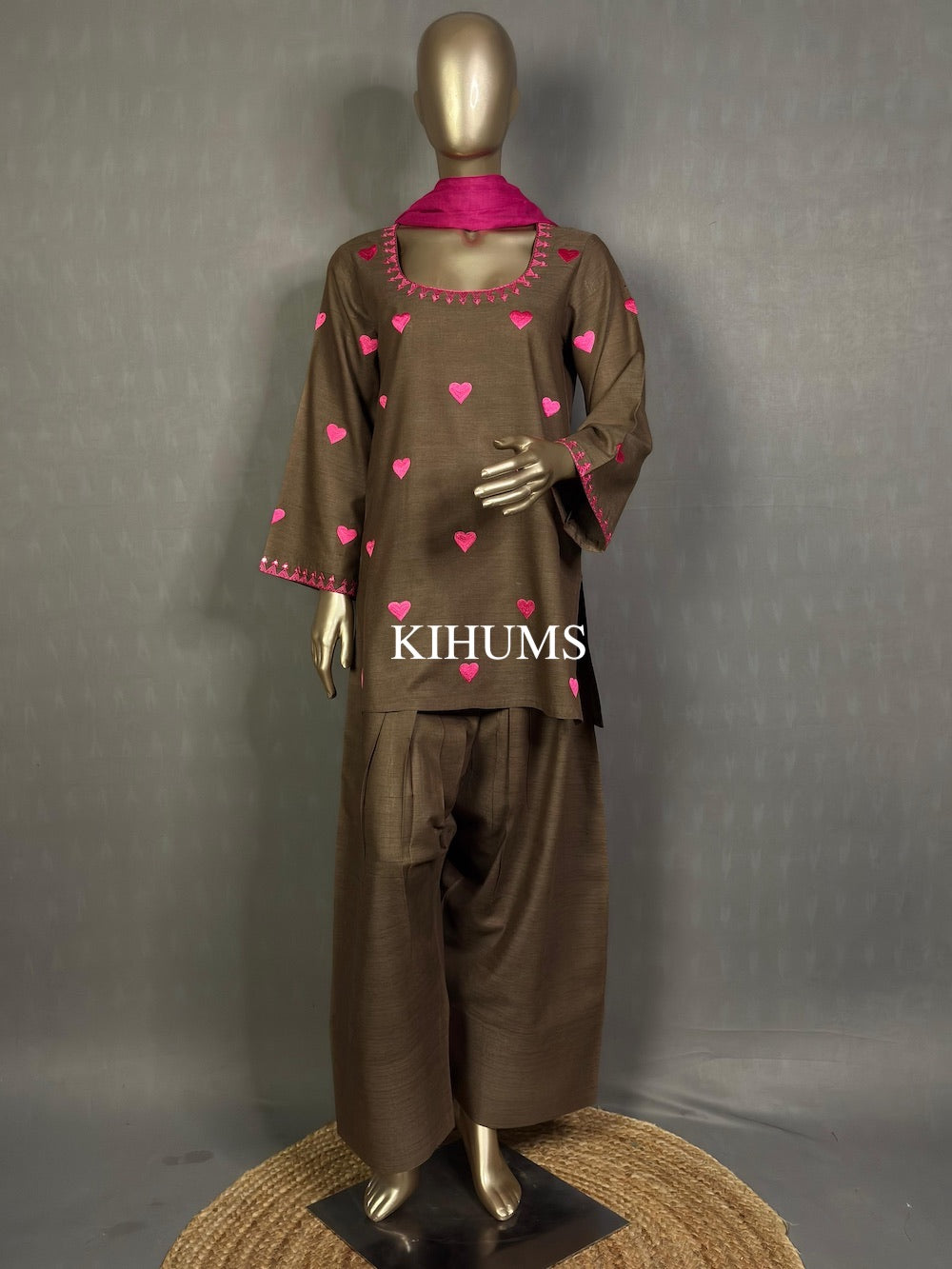 DIL SE Heart Embroidered Farshi Shalwar