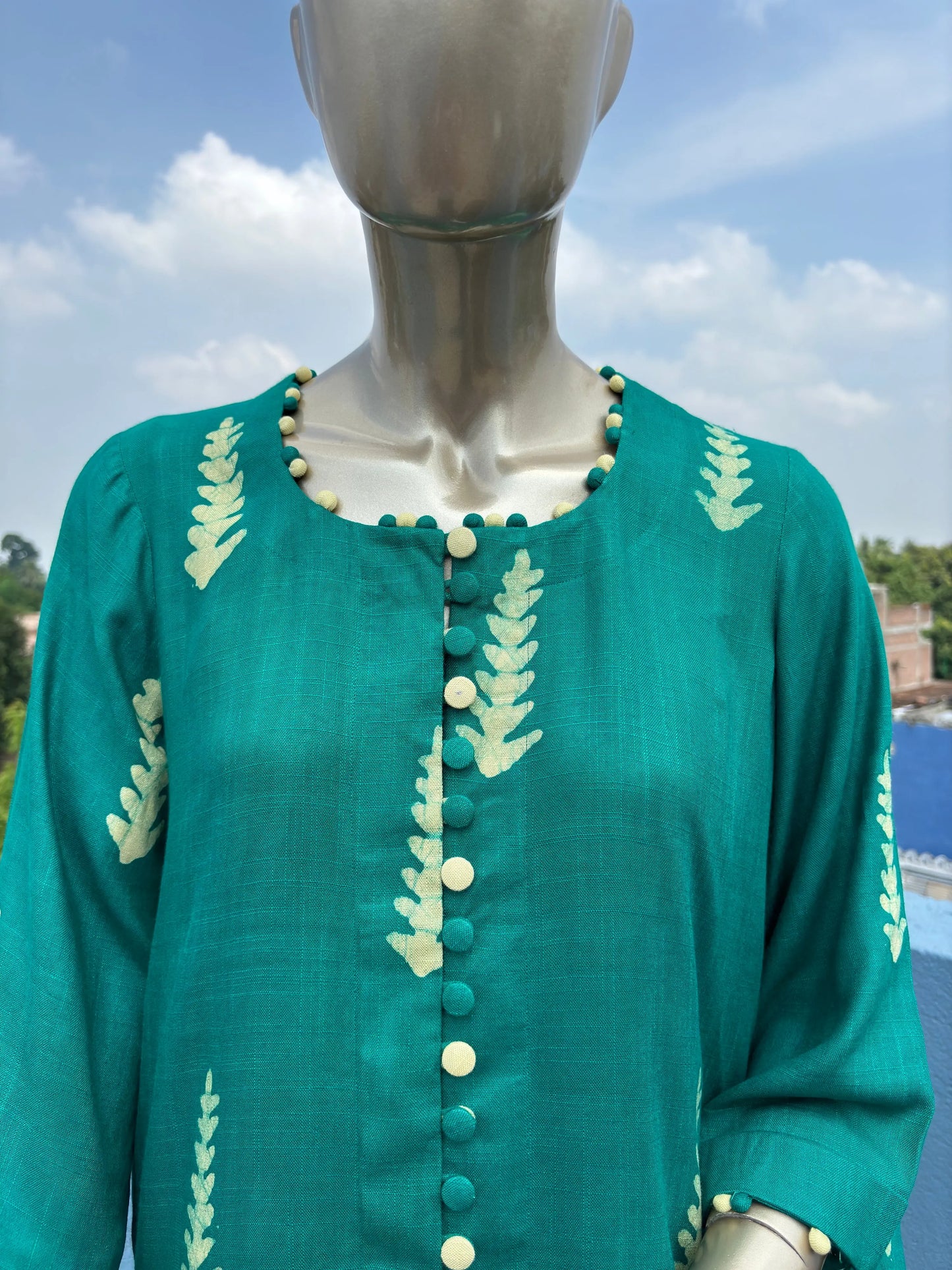 Green Batik Print Co-ord Set: Elegant & Comfortable Two-Piece Outfit | Fusion of Elegance and Comfort kihums clothing