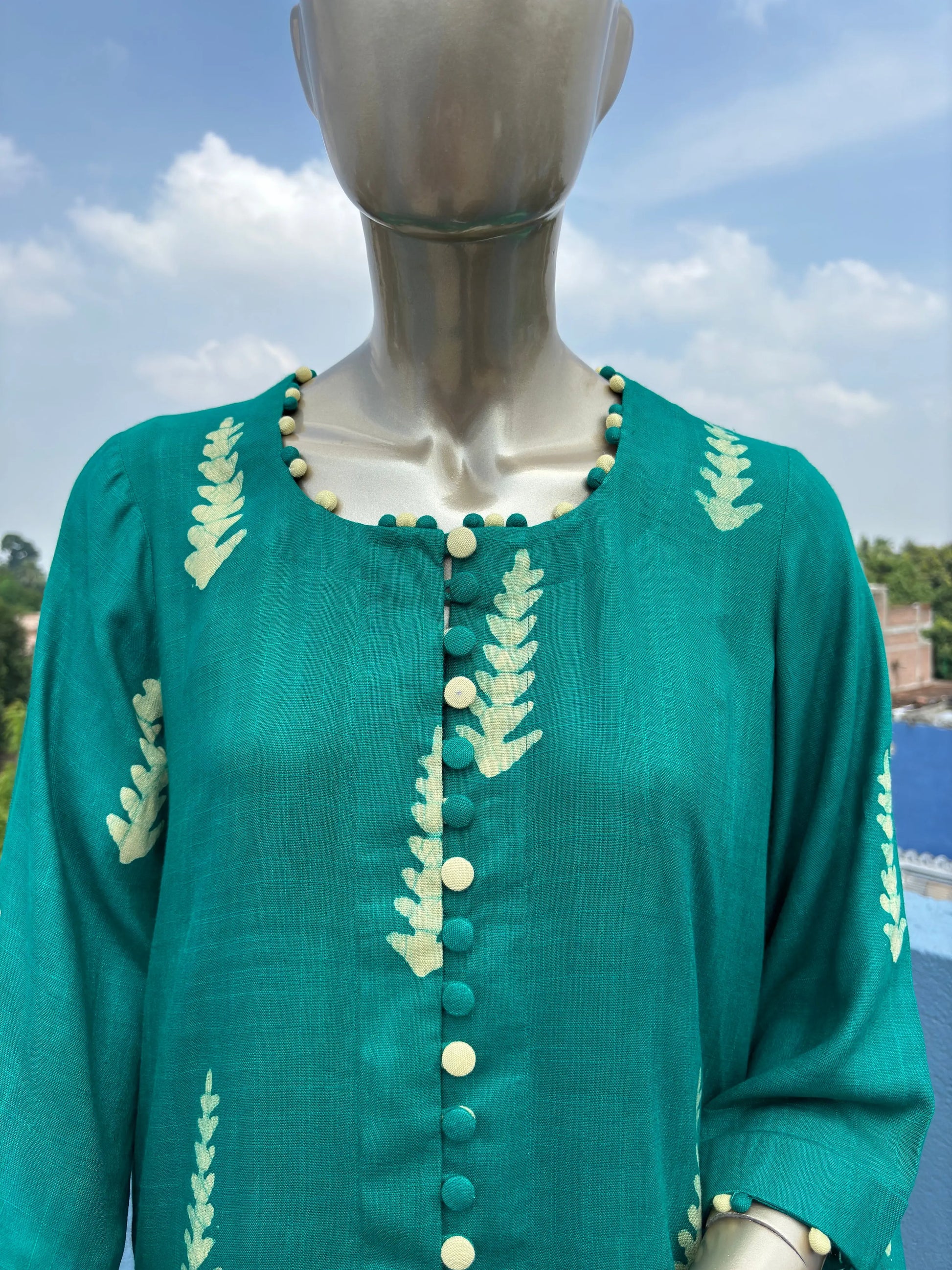 Green Batik Print Co-ord Set: Elegant & Comfortable Two-Piece Outfit | Fusion of Elegance and Comfort kihums clothing