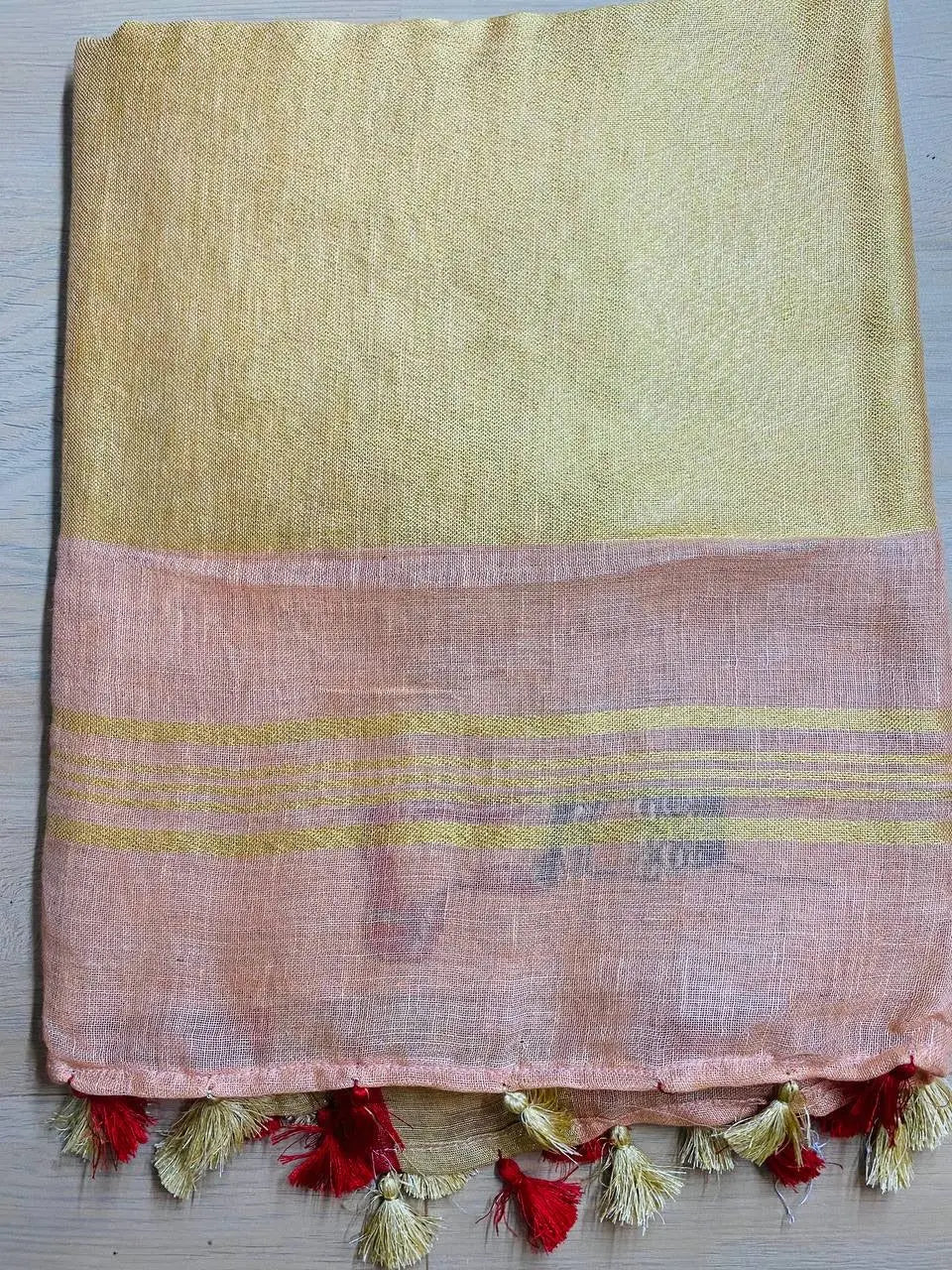 Light cream Handwoven Linen Saree with Embroidery Work | Zari Border | KIHUMS Saree kihums clothing