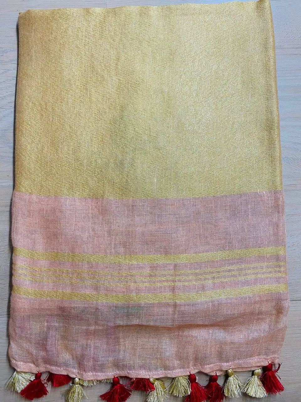 Light cream Handwoven Linen Saree with Embroidery Work | Zari Border | KIHUMS Saree kihums clothing