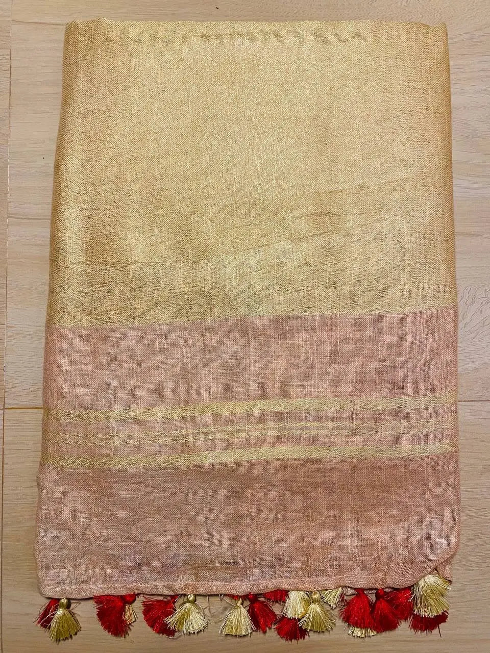 Light cream Handwoven Linen Saree with Embroidery Work | Zari Border | KIHUMS Saree kihums clothing