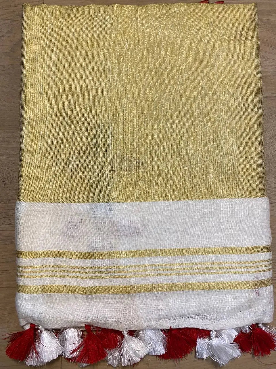White Handwoven Linen Saree with Embroidery Work | Zari Border | KIHUMS Saree kihums clothing