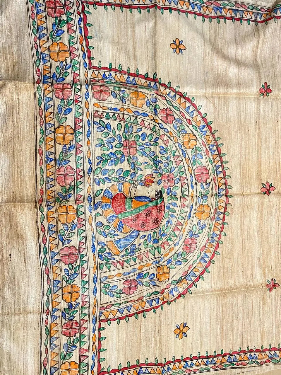 DUPATTA: Madhubani Handpainted Tussar Silk Handloom Dupatta| KIHUMS Dupatta kihums clothing