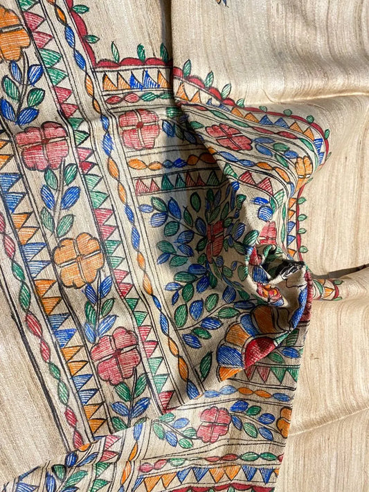 DUPATTA: Madhubani Handpainted Tussar Silk Handloom Dupatta| KIHUMS Dupatta kihums clothing