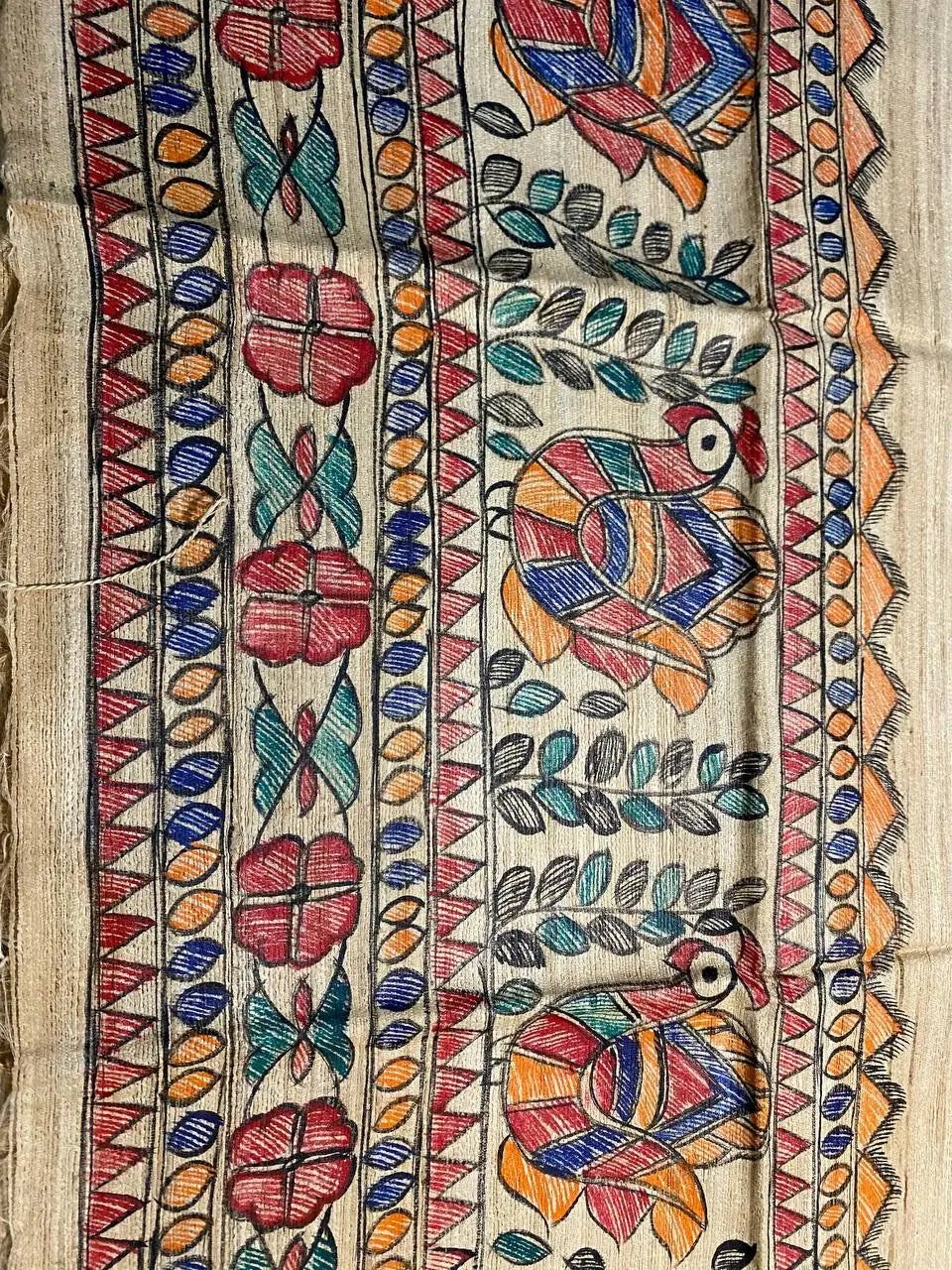 DUPATTA: Madhubani Handpainted Tussar Silk Handloom Dupatta| KIHUMS Dupatta