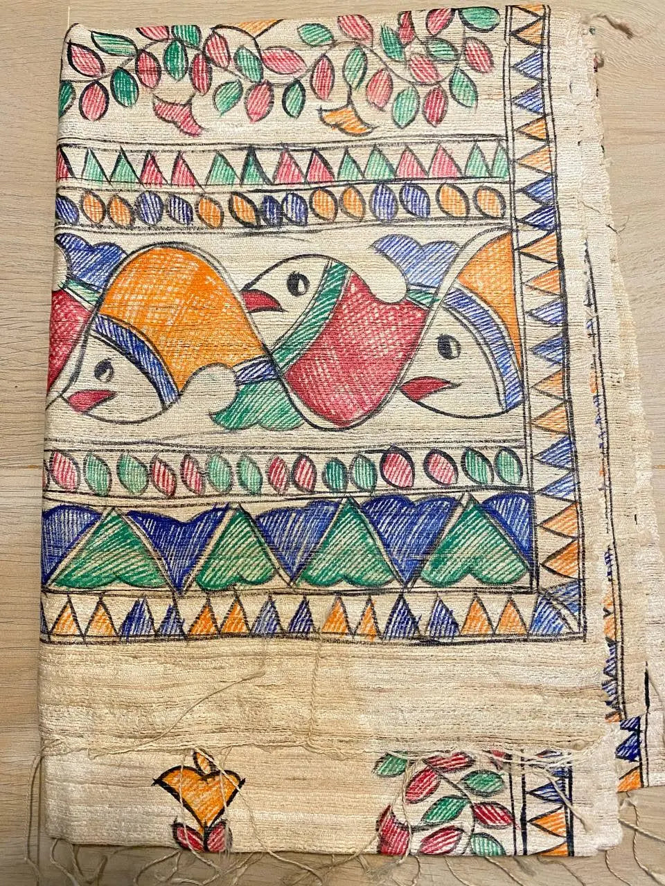 DUPATTA: Madhubani Handpainted Tussar Silk Handloom Dupatta| KIHUMS Dupatta