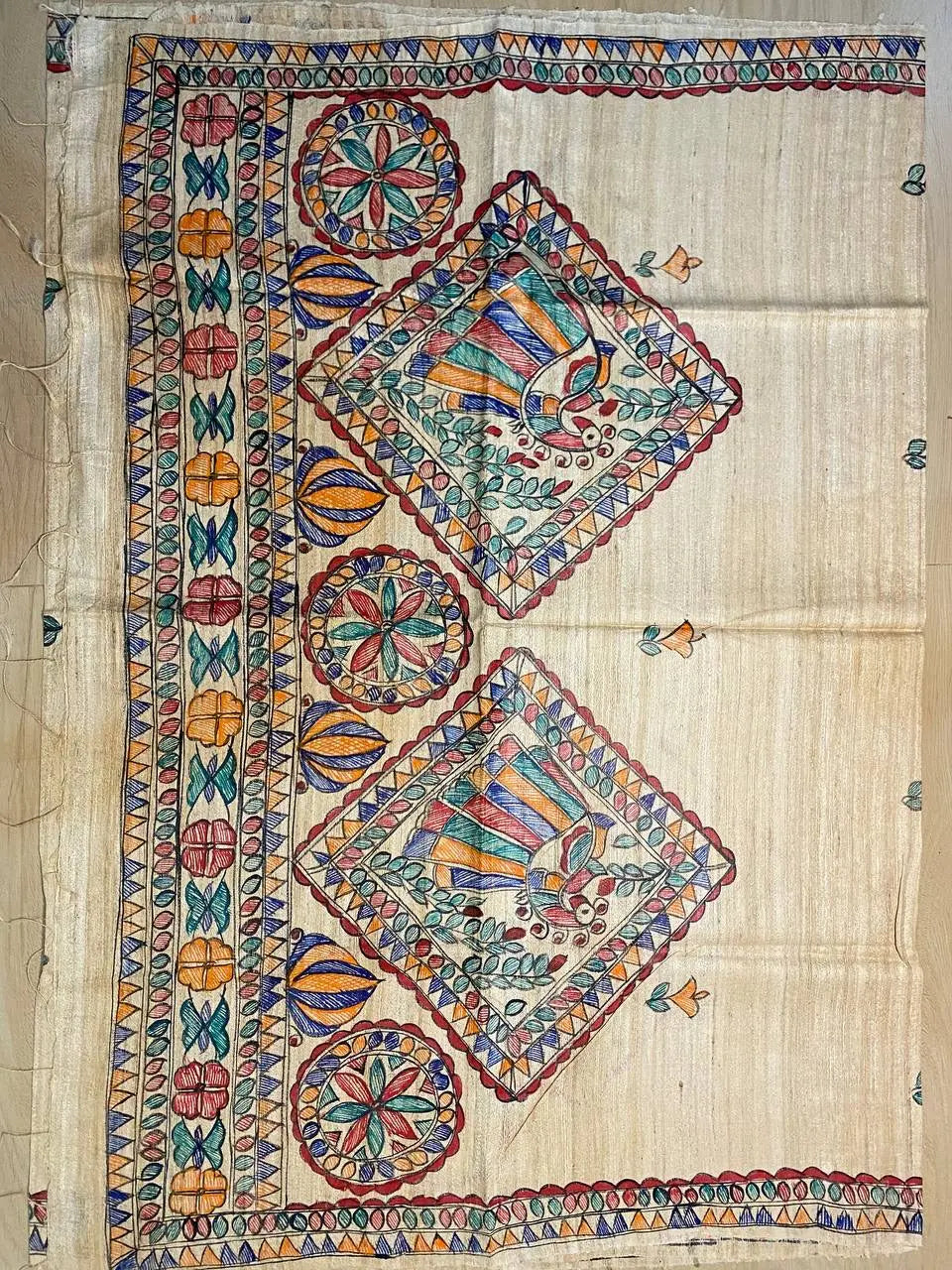DUPATTA: Madhubani Handpainted Tussar Silk Handloom Dupatta| KIHUMS Dupatta
