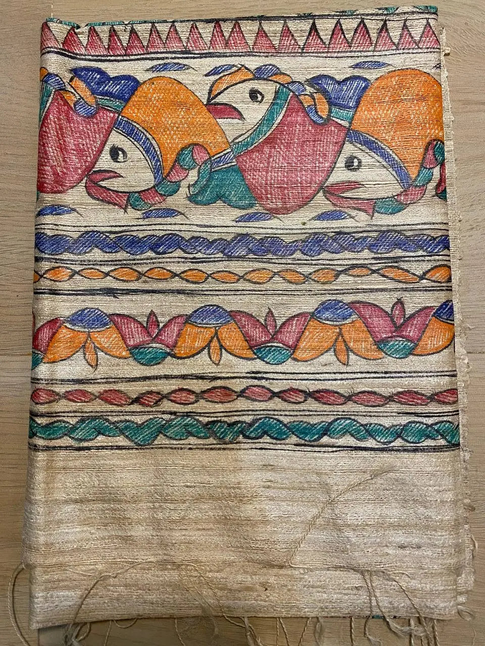 DUPATTA: Madhubani Handpainted Tussar Silk Handloom Dupatta| KIHUMS Dupatta