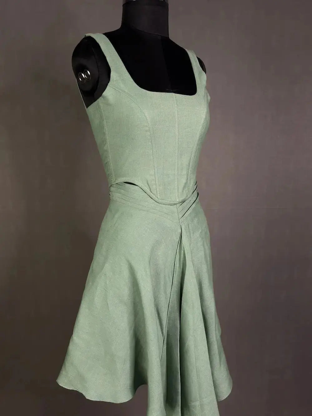 Dusty Green Elegant Cotton Linen Skirt kihums clothing