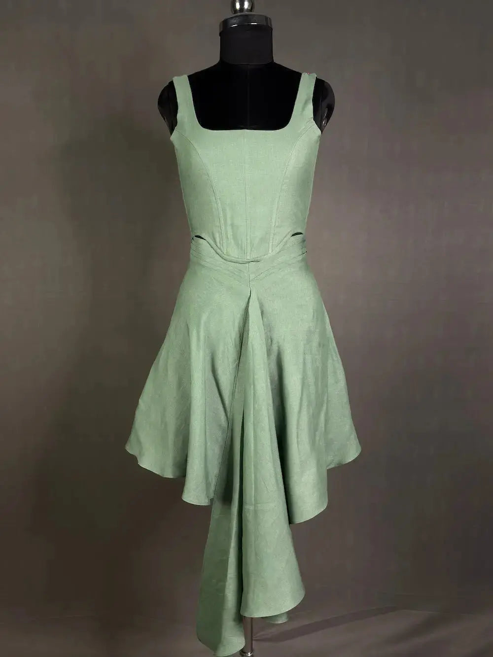 Dusty Green Elegant Cotton Linen Skirt kihums clothing