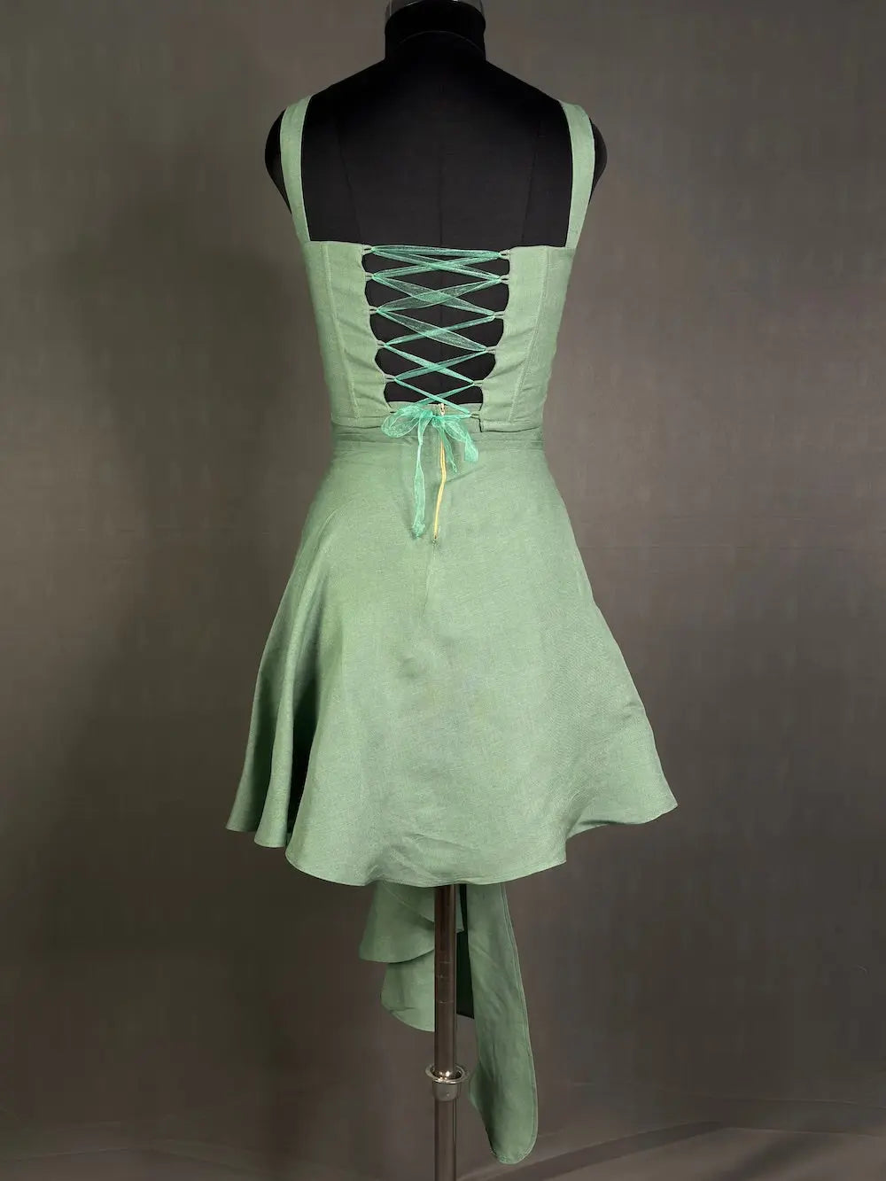 Dusty Green Elegant Cotton Linen Skirt kihums clothing