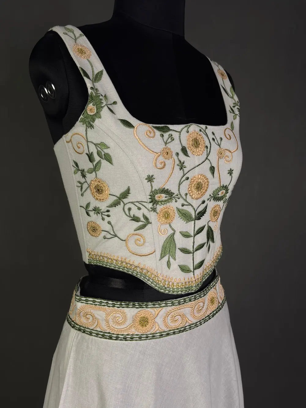 Cotton Linen Corset top for women | Embroidered kihums clothing