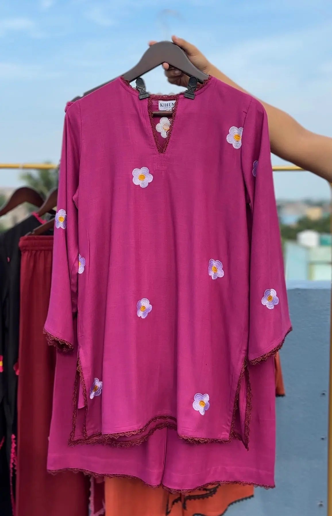 Magenta --Stylish & Trendy Embroidered Co-ord sets | Luxury wear | Airport Look kihums clothing
