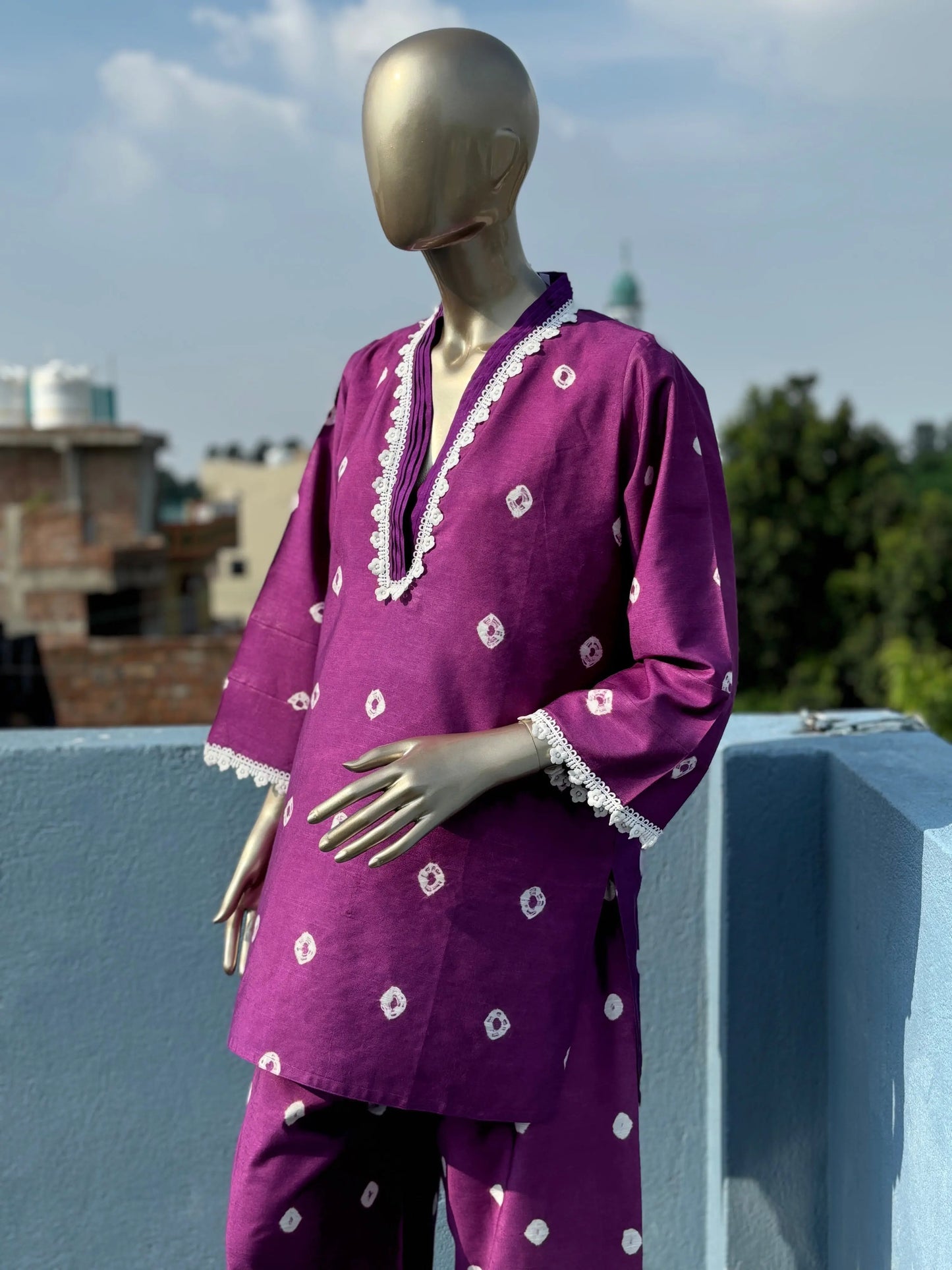 Purple- Stylish & Trendy Bandhani Tie & Dye Co-ord sets | Luxury wear | Airport Look kihums clothing