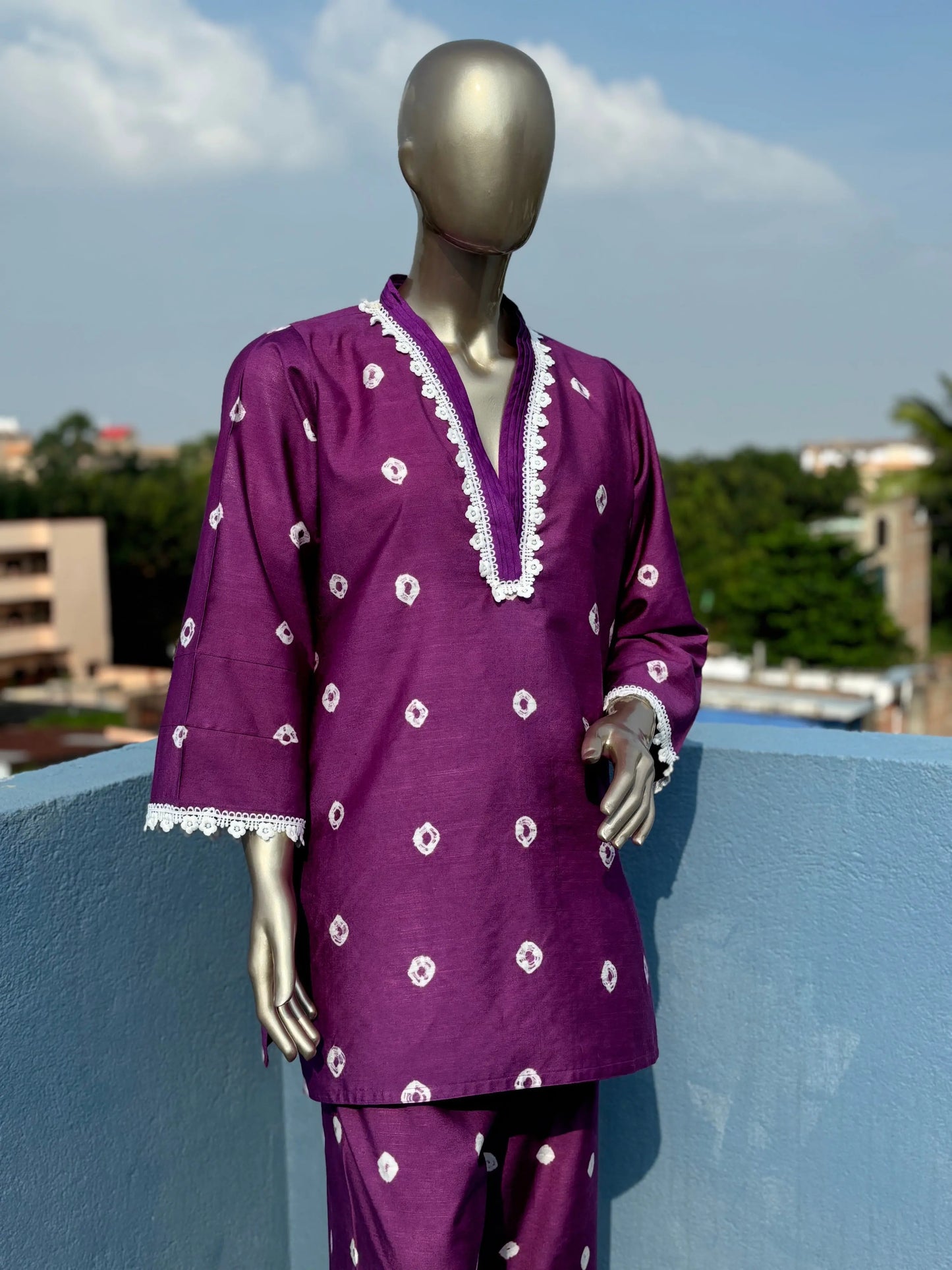 Purple- Stylish & Trendy Bandhani Tie & Dye Co-ord sets | Luxury wear | Airport Look kihums clothing