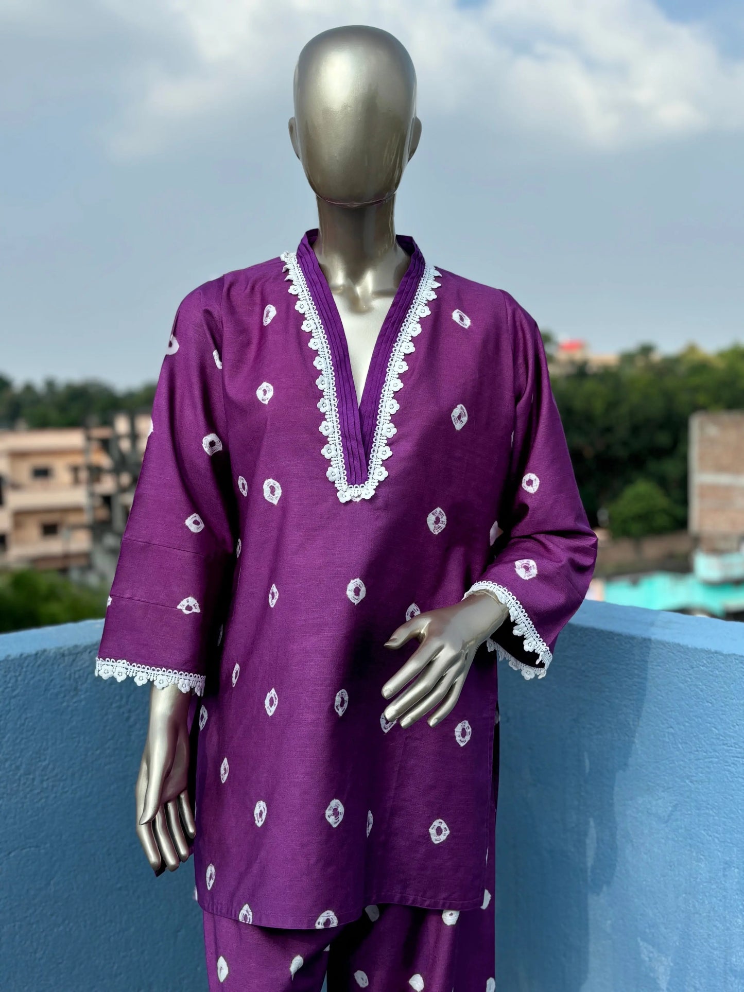Purple- Stylish & Trendy Bandhani Tie & Dye Co-ord sets | Luxury wear | Airport Look kihums clothing