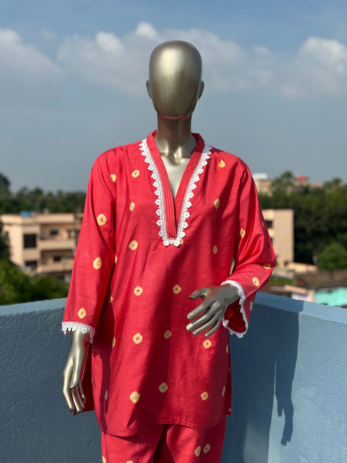 Pink- Stylish & Trendy Bandhani Tie & Dye Co-ord sets | Luxury wear | Airport Look kihums clothing