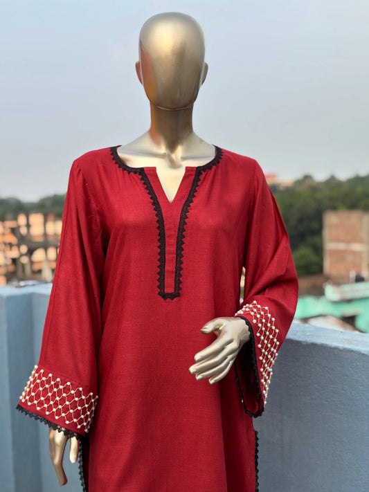 Maroon Shade-Stylish & Trendy Pearl Embellished Co-ord sets | Luxury wear kihums clothing