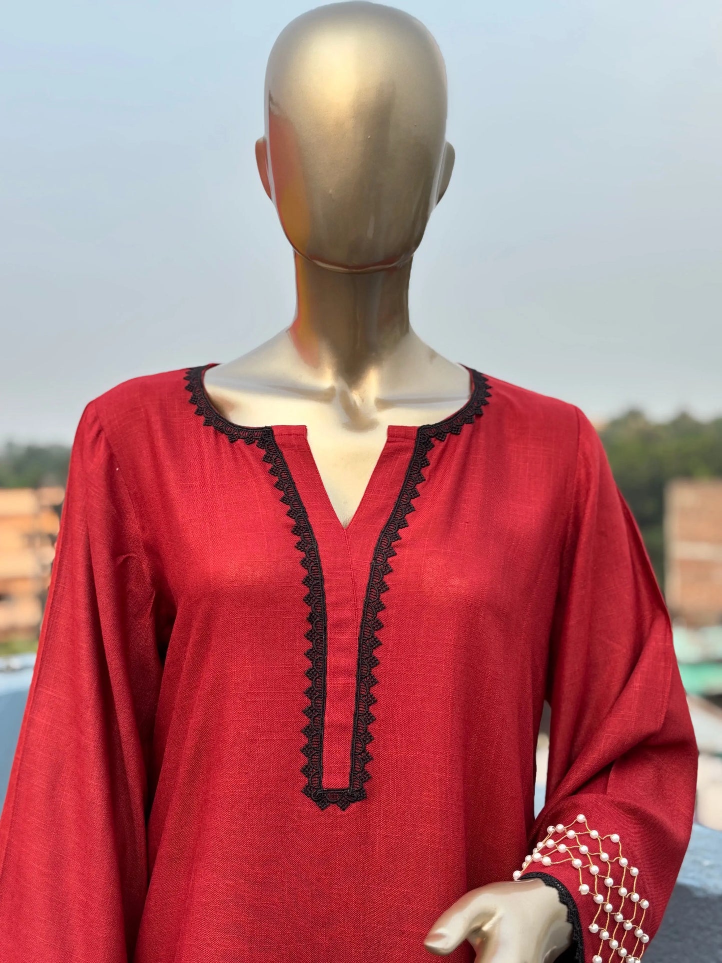 Maroon Shade-Stylish & Trendy Pearl Embellished Co-ord sets | Luxury wear kihums clothing