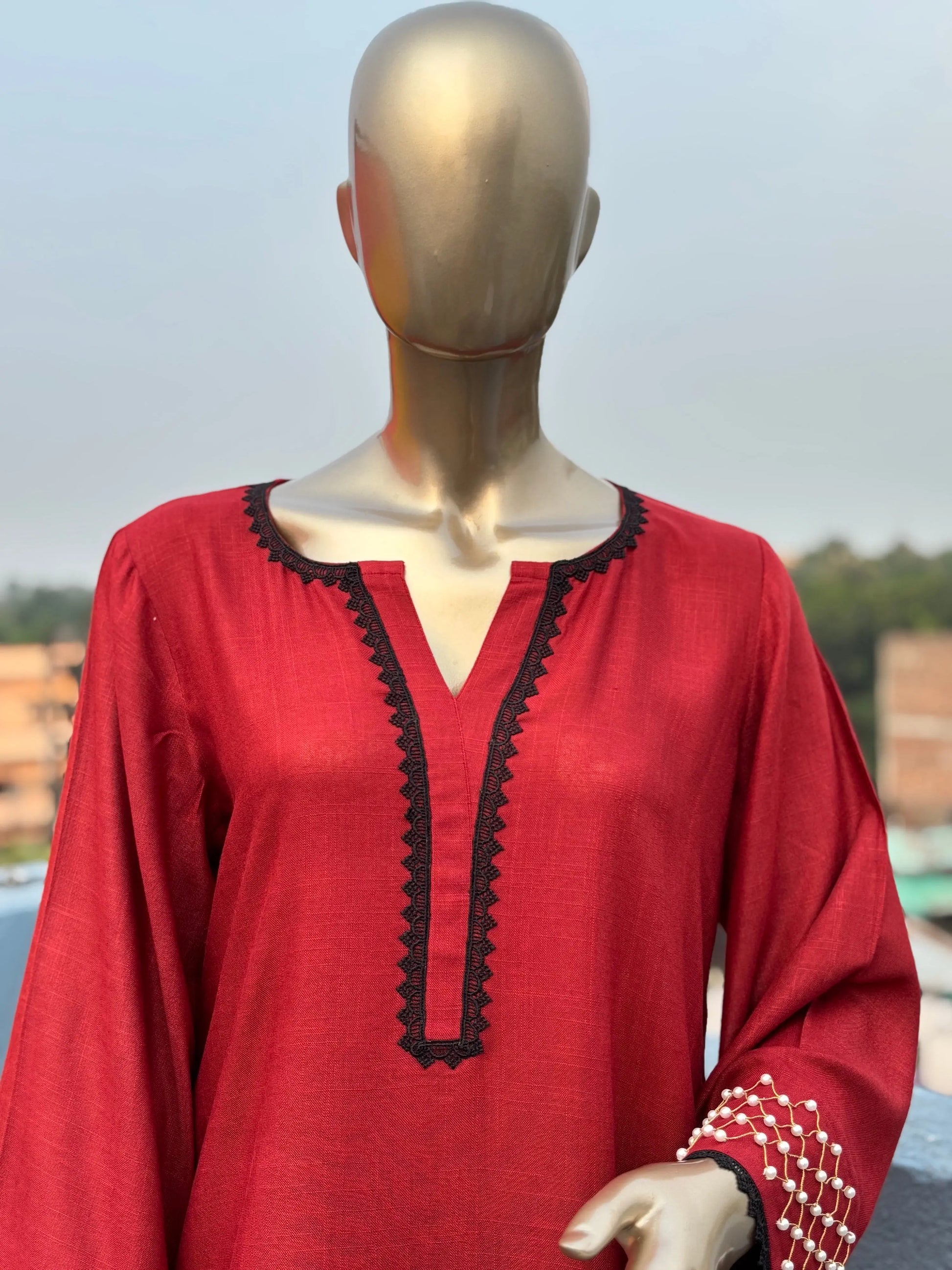 Maroon Shade-Stylish & Trendy Pearl Embellished Co-ord sets | Luxury wear kihums clothing