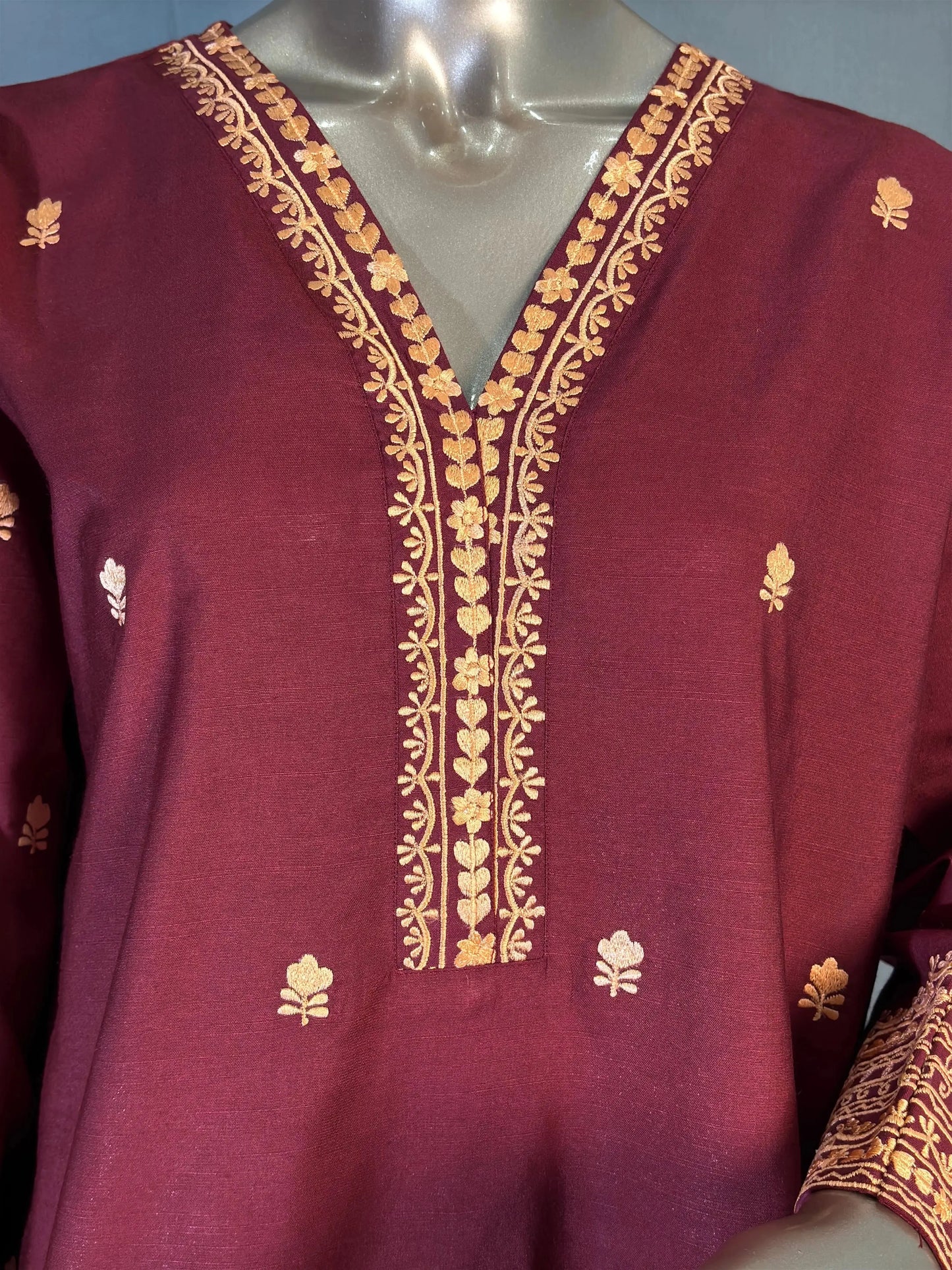 Brownish Wine Shade with Peach Thread Embroidered Pakistani Style Co-ord sets kihums clothing