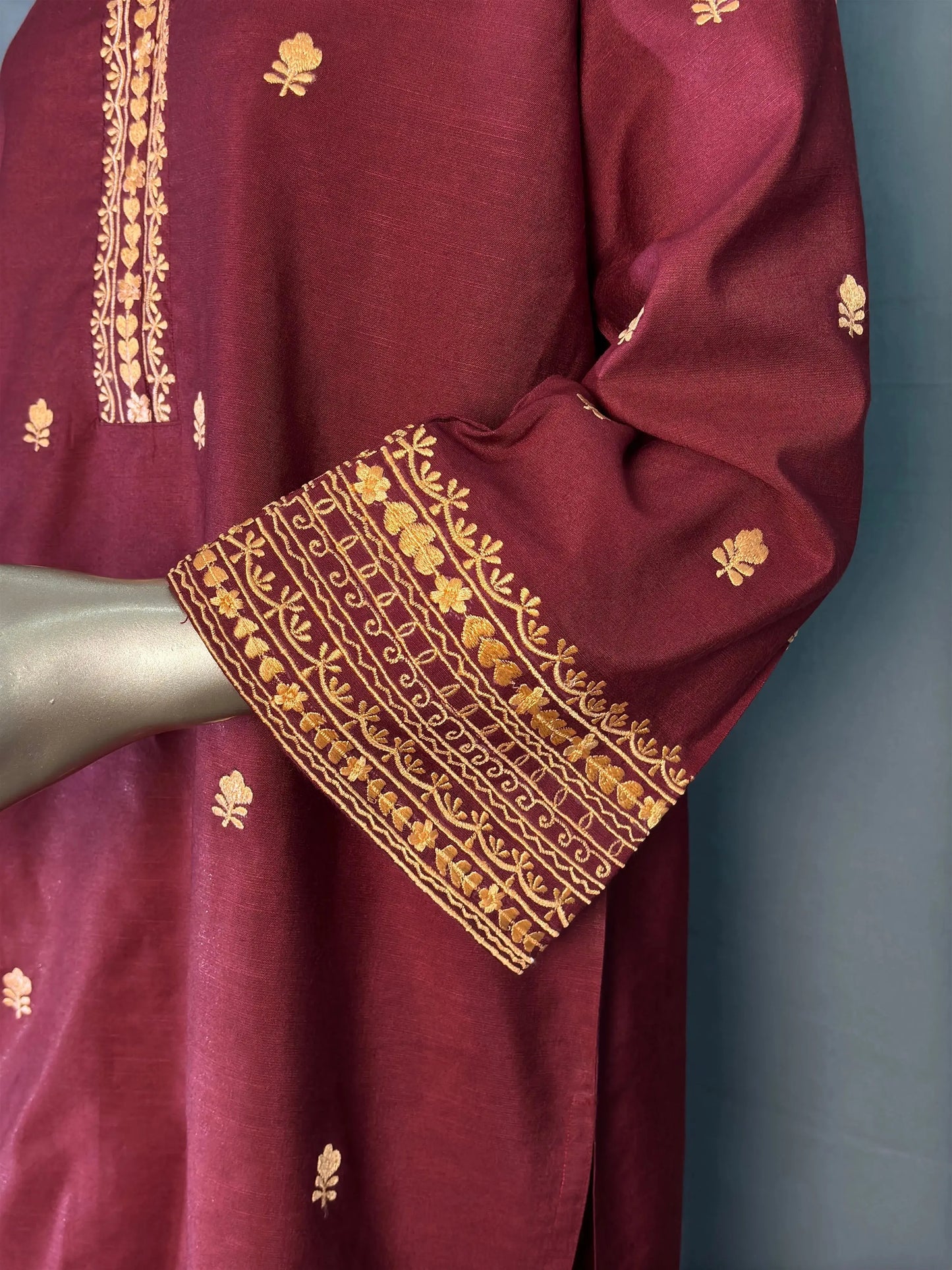 Brownish Wine Shade with Peach Thread Embroidered Pakistani Style Co-ord sets kihums clothing