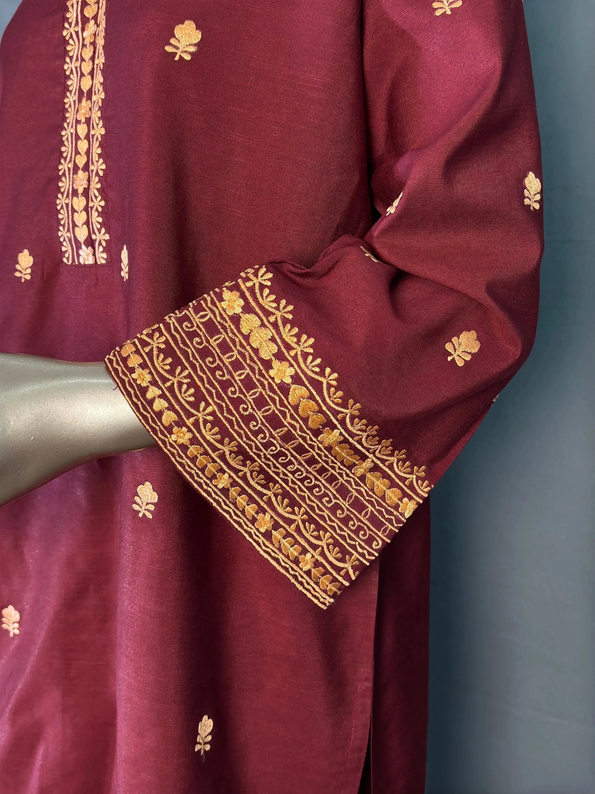 Brownish Wine Shade with Peach Thread Embroidered Pakistani Style Co-ord sets kihums clothing