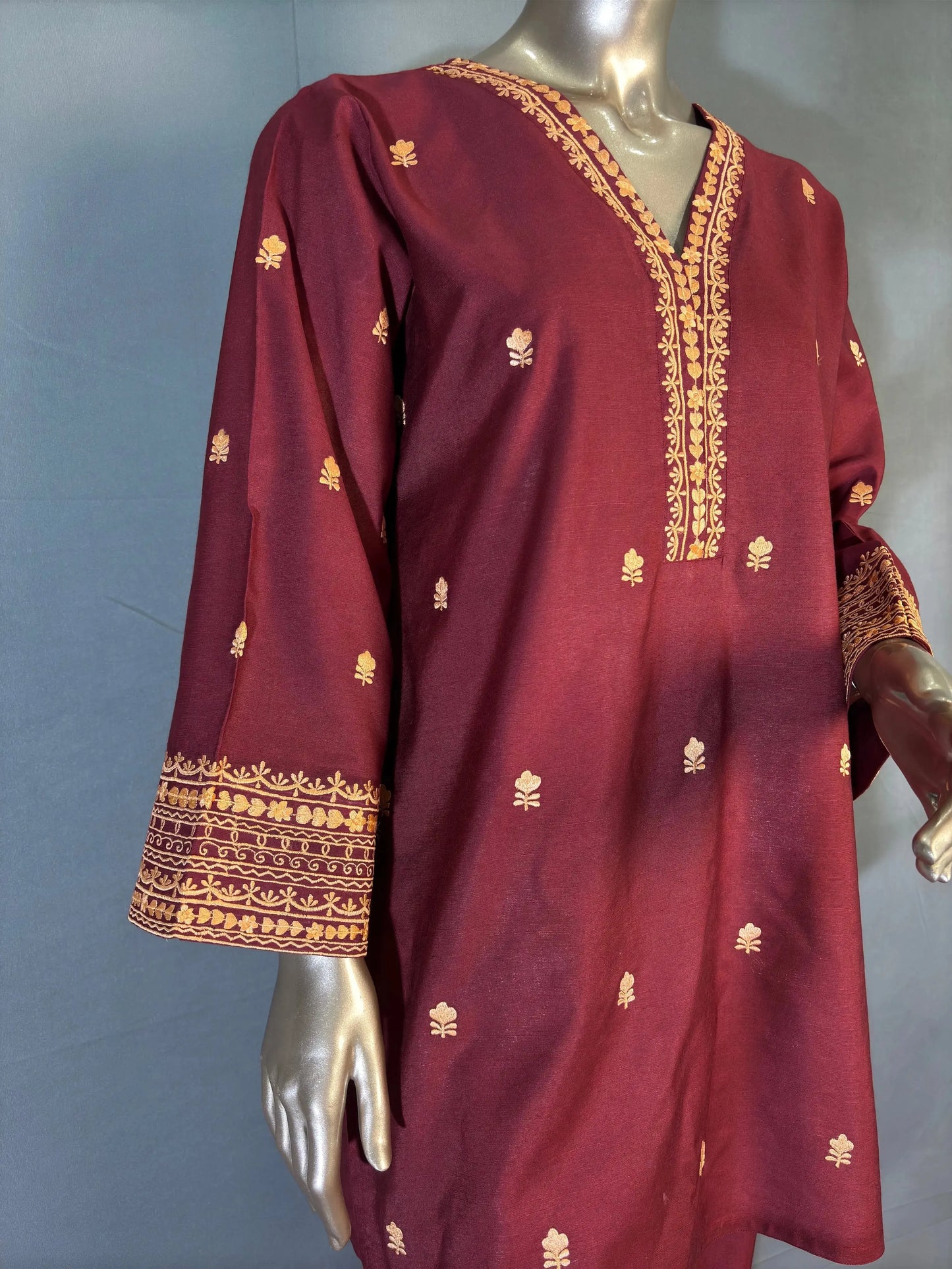 Brownish Wine Shade with Peach Thread Embroidered Pakistani Style Co-ord sets kihums clothing