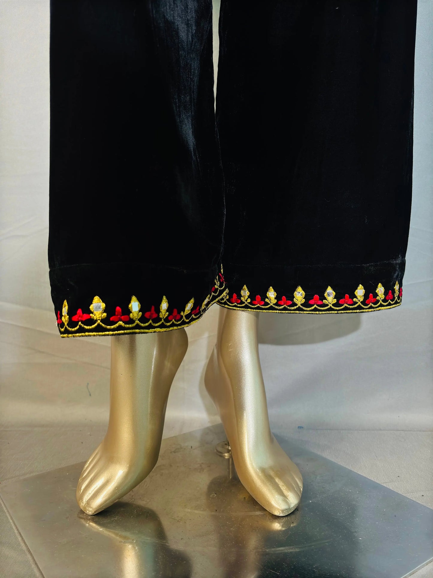 Black Zari Embroidered Velvet Pakistani Style Co-ord sets | Kurta with Palazzos kihums clothing