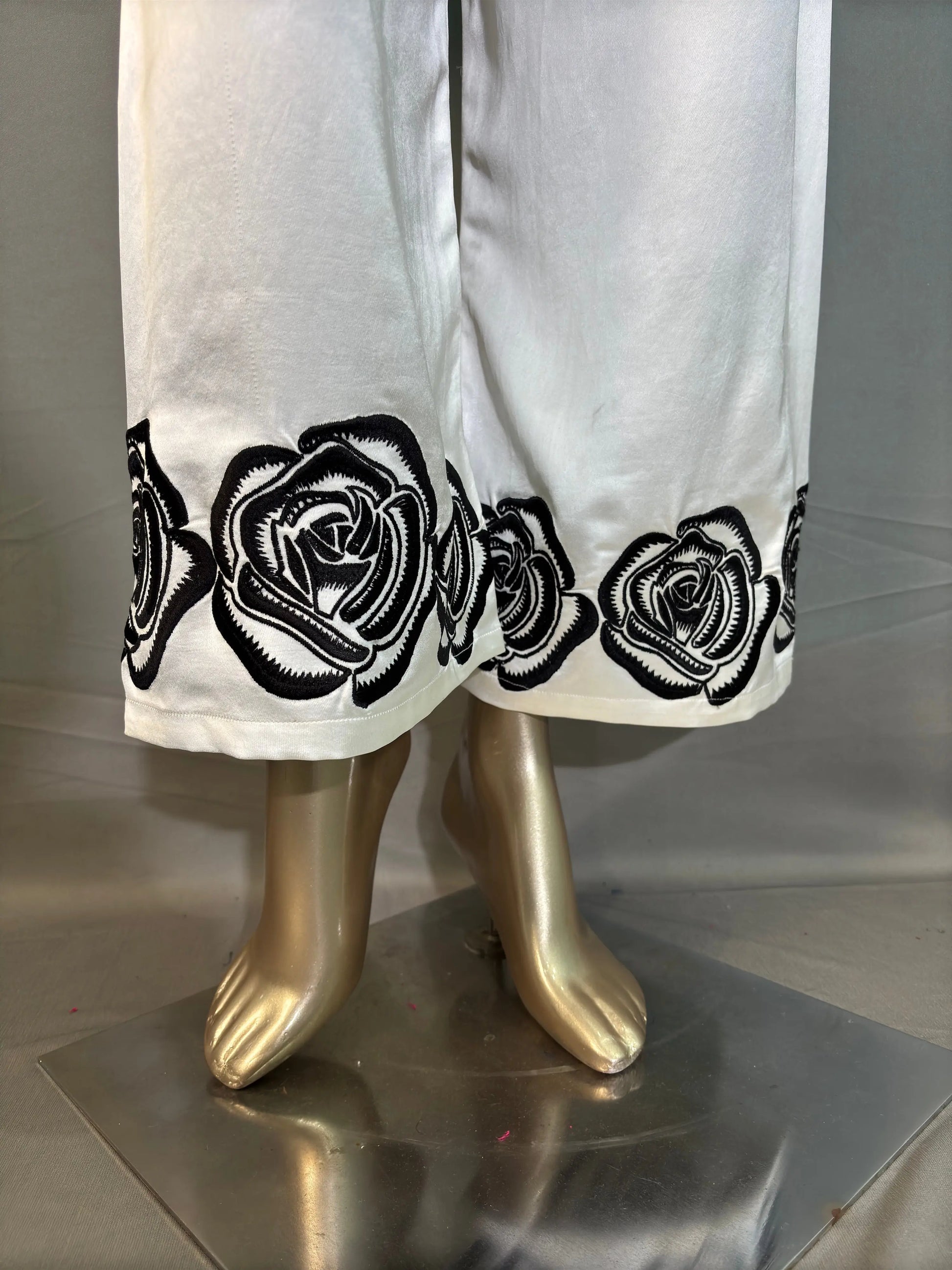 White Italian Silk Pakistani Kurta Set with hand embroidery work kihums clothing