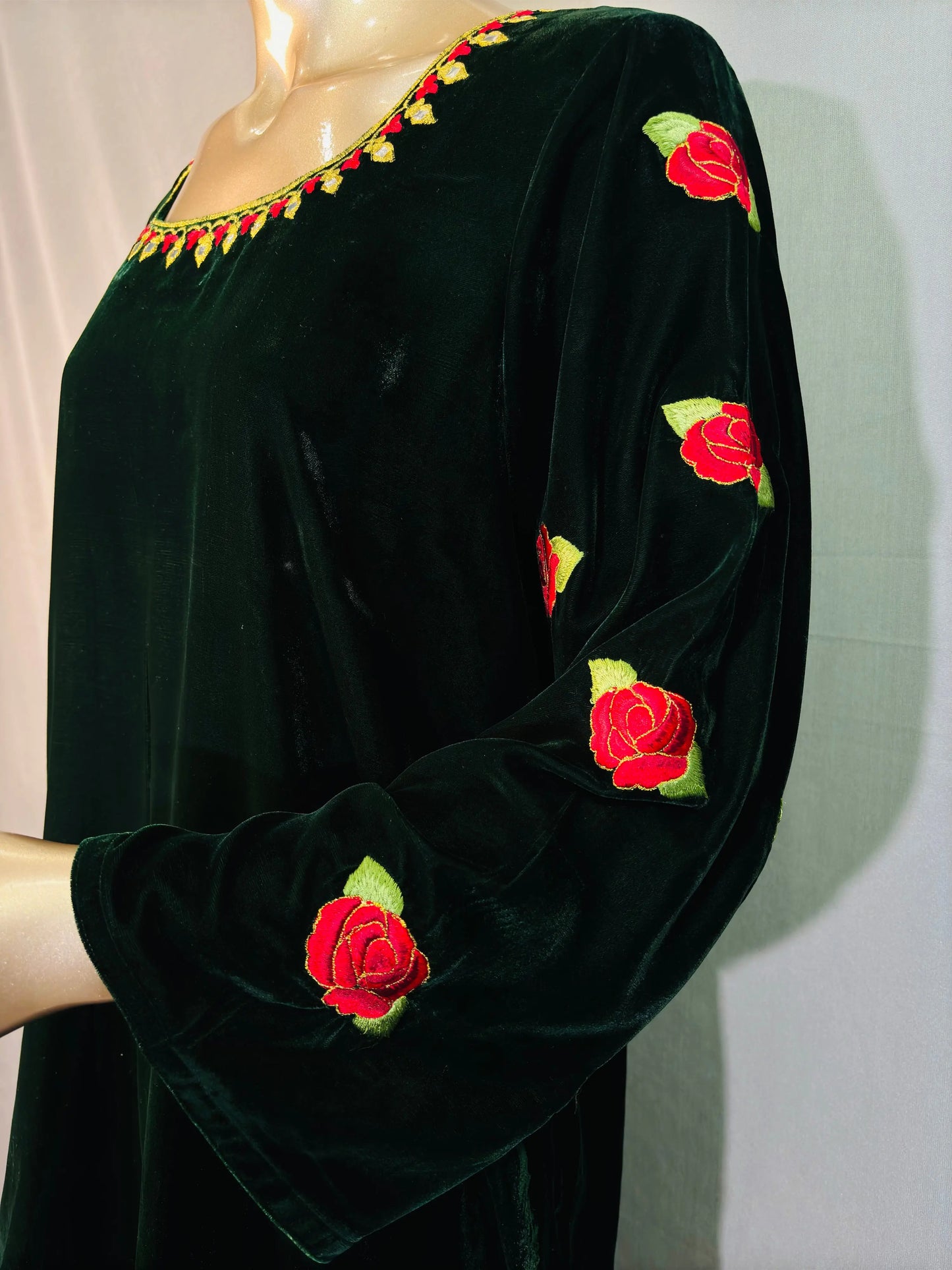 Dark Green Zari Embroidered Velvet Co-ord sets | Kurta with Palazzos kihums clothing