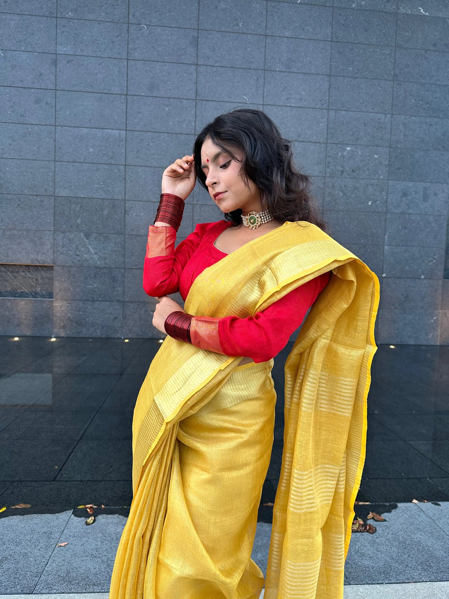 Shimmering Gold | Tissue Linen Saree | KIHUMS Saree women clothing