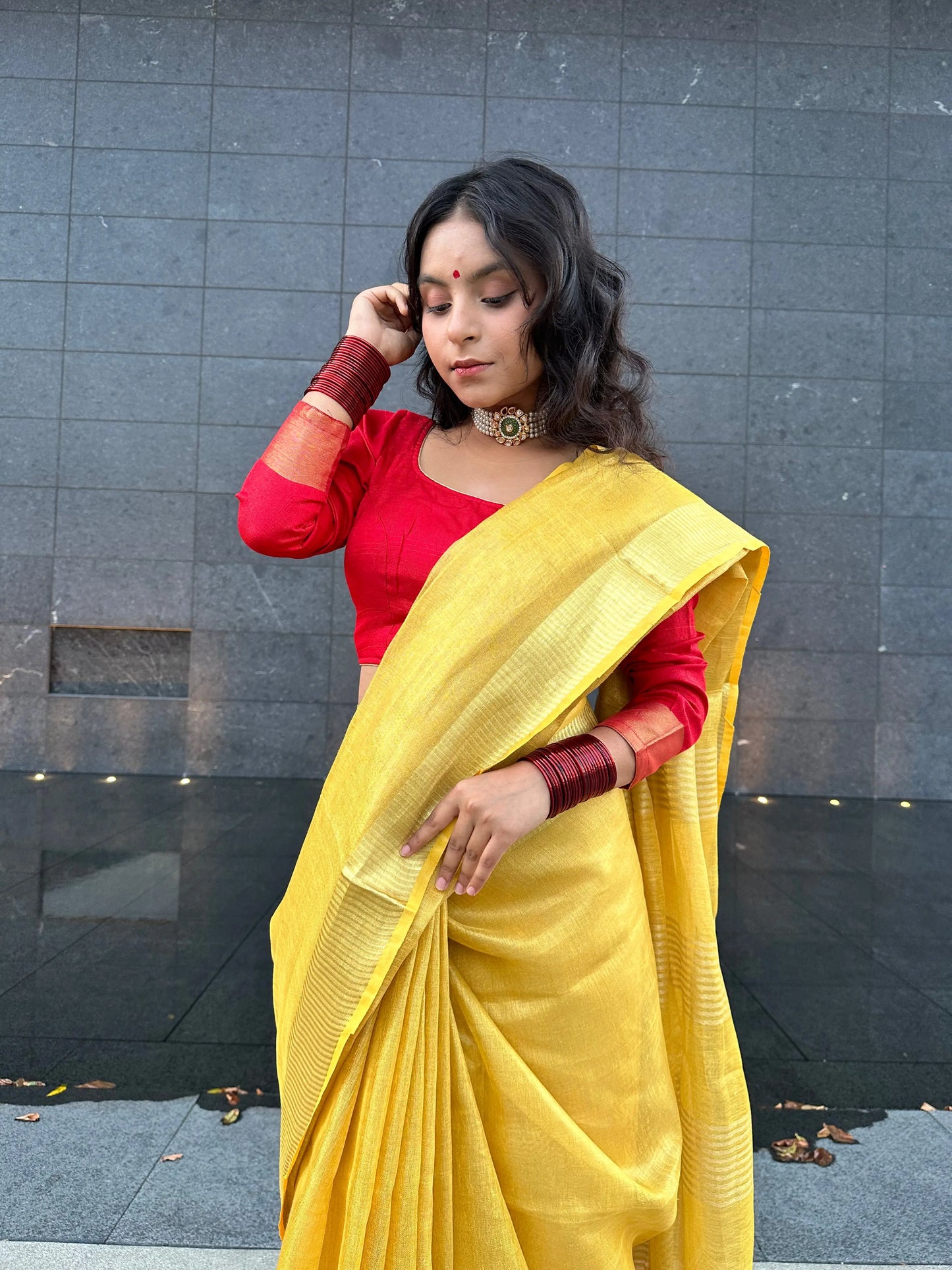 Shimmering Gold | Tissue Linen Saree | KIHUMS Saree women clothing