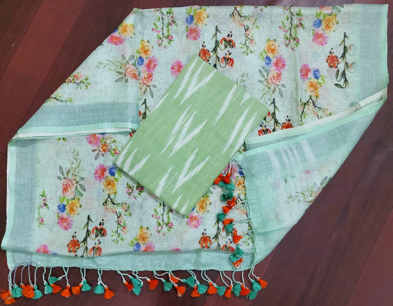 Digital print pure organic linen 2 PC Unstitched Dress Material