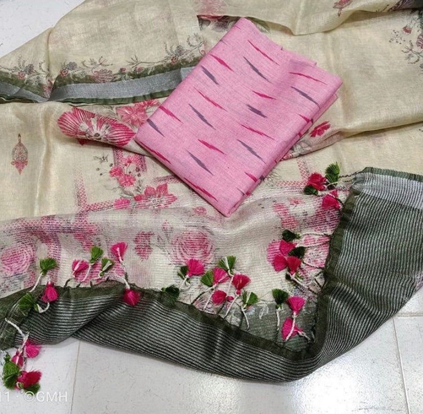 Digital print pure organic linen 2 PC Unstitched Dress Material