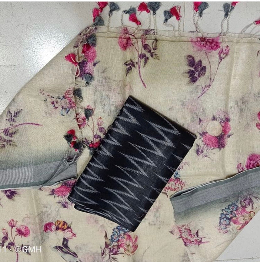 Digital print pure organic linen 2 PC Unstitched Dress Material