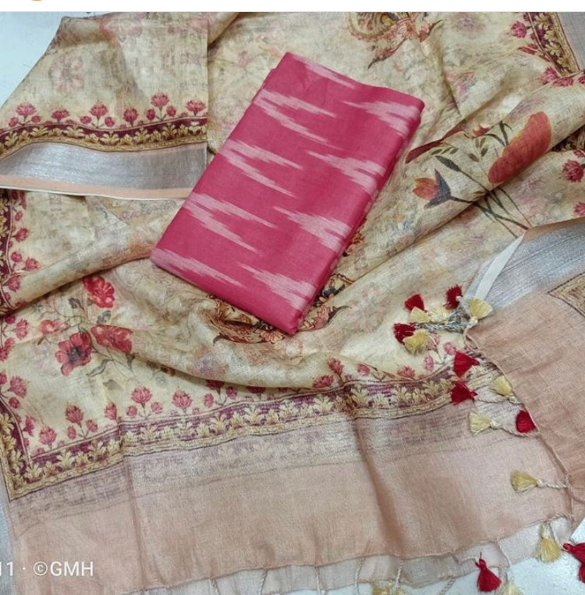 Digital print pure organic linen 2 PC Unstitched Dress Material