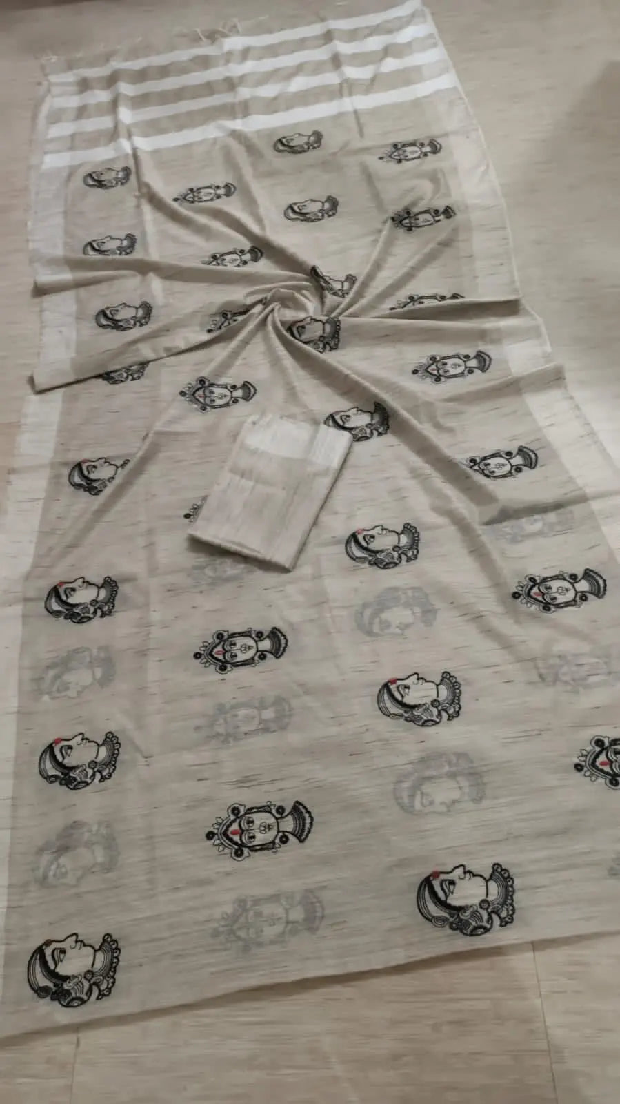 Light Beige Shade Handmade Cotton Baswada Saree | Embroidery work | KIHUMS Saree kihums clothing