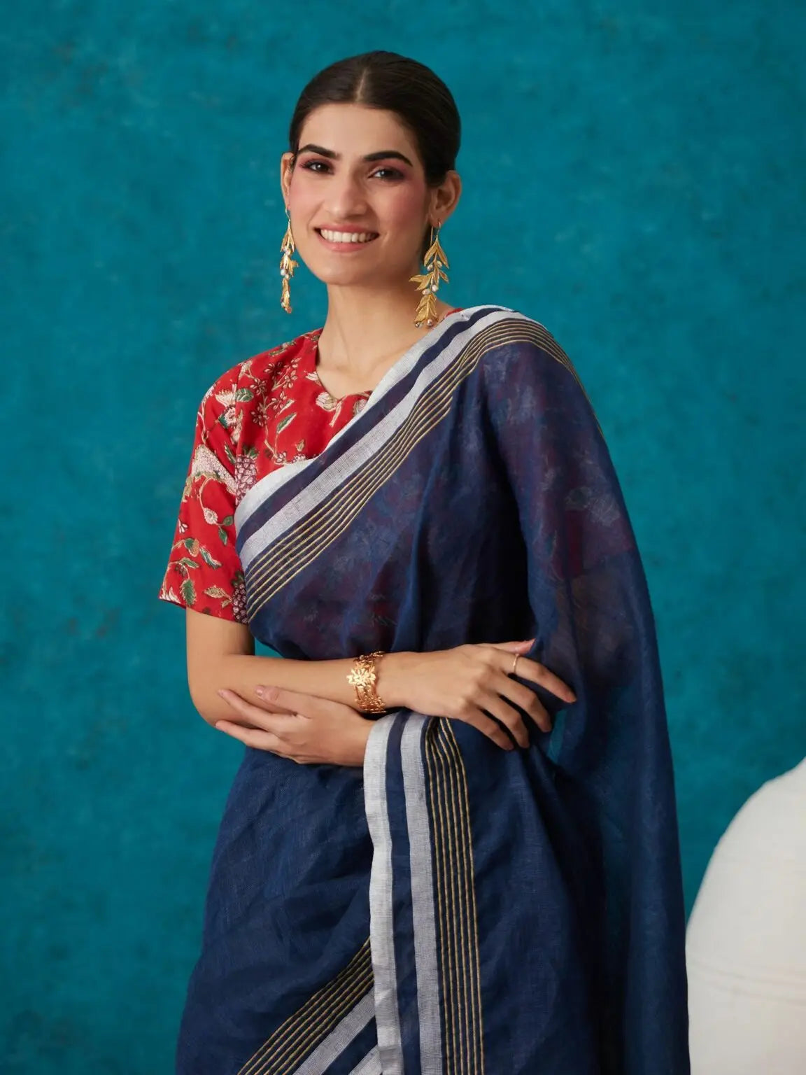 Blue Shade Handmade Pure Linen Saree | KIHUMS Saree kihums clothing