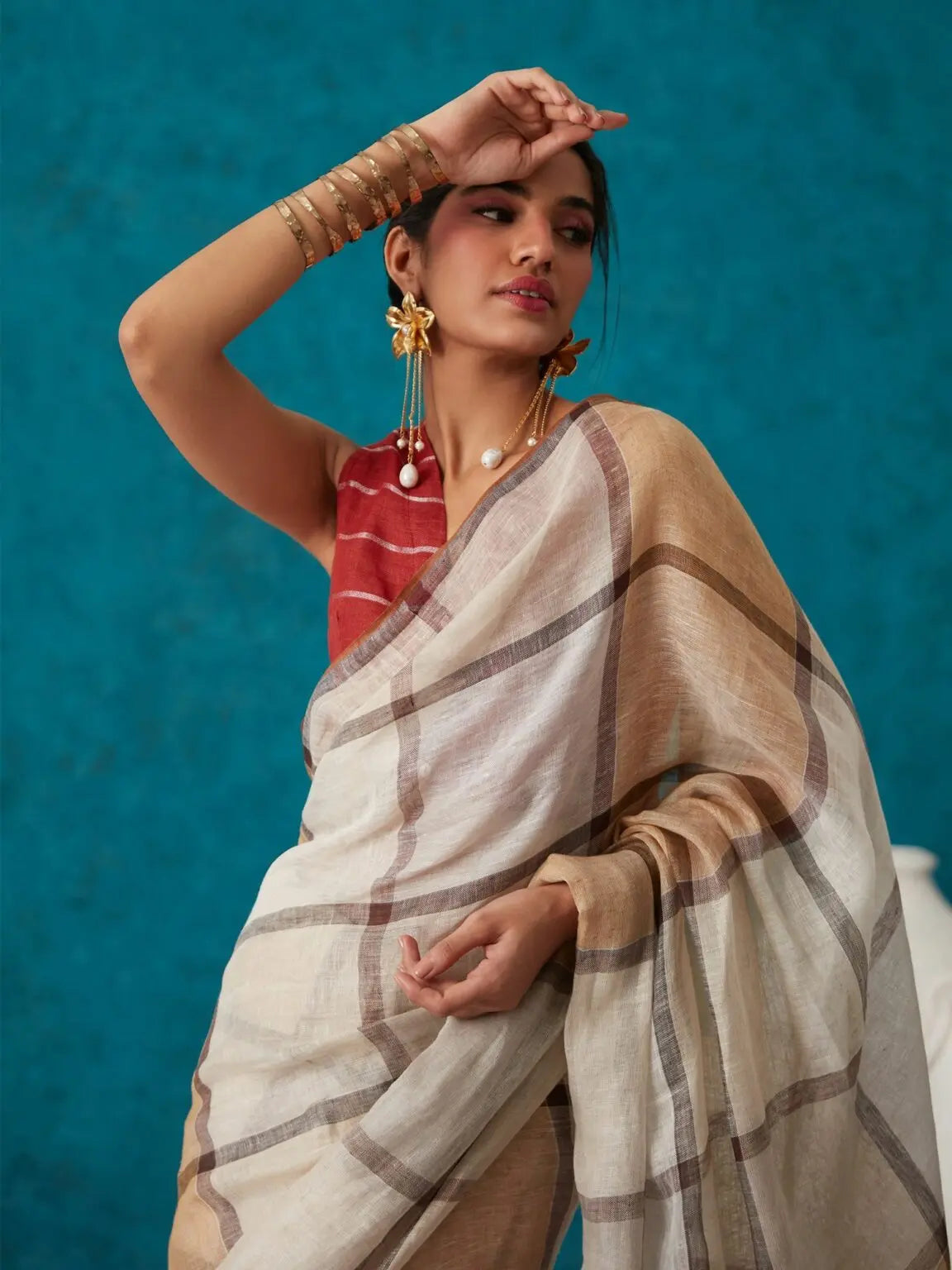 Multishade Handmade Pure Linen Saree | KIHUMS Saree kihums clothing
