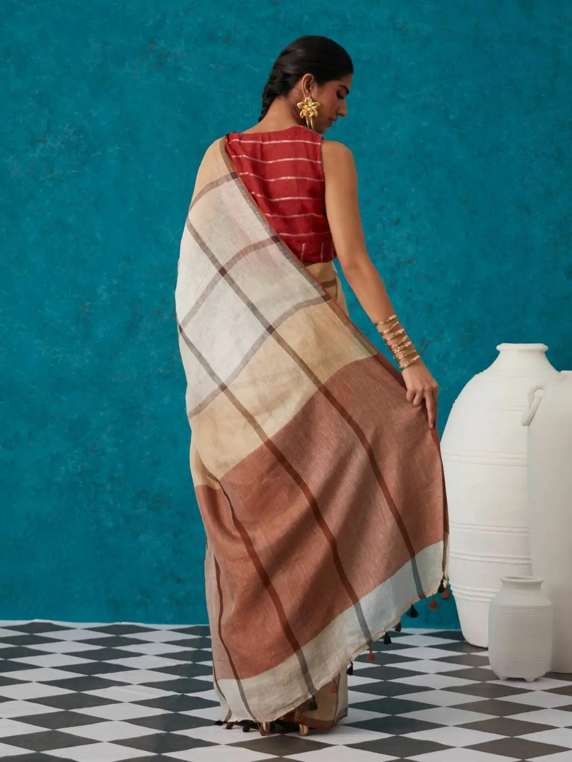 Multishade Handmade Pure Linen Saree | KIHUMS Saree kihums clothing