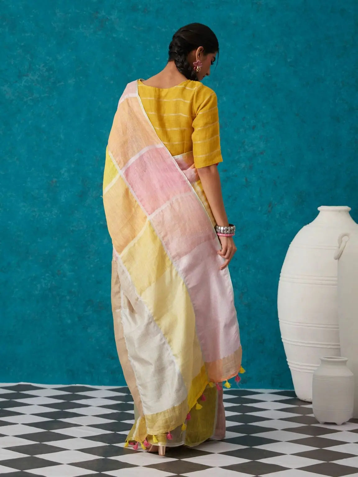 Multishade Handmade Pure Linen Saree | KIHUMS Saree kihums clothing