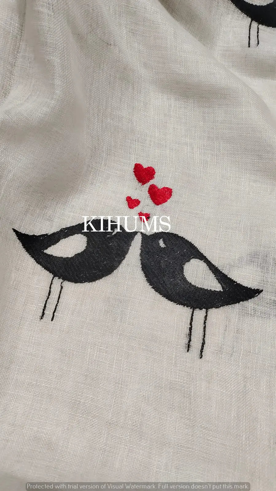 White Handwoven Linen Saree with Embroidery Work | KIHUMS Saree kihums clothing