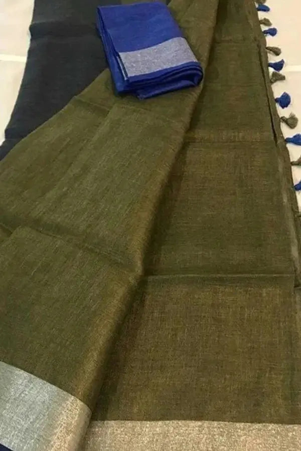 Grey Shade Handmade Pure Linen Saree | KIHUMS Saree kihums clothing