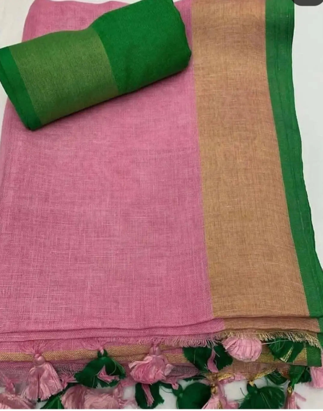Pink Shade Handmade Pure Linen Saree | KIHUMS Saree kihums clothing